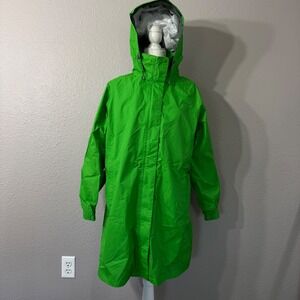 L.L.Bean Women's Size XL Petite Green Gore-Tex Stowaway Hooded Rain Jacket